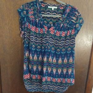 Daniel Rainn Patterned Short Sleeve Blouse